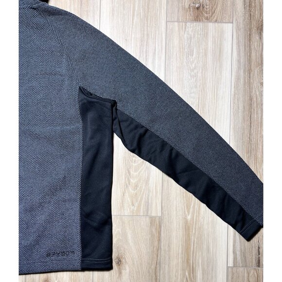 Spyder 1/4 Zip Gray Black Pullover Hooded Sweater Jacket - Men Size Large - Picture 8 of 11